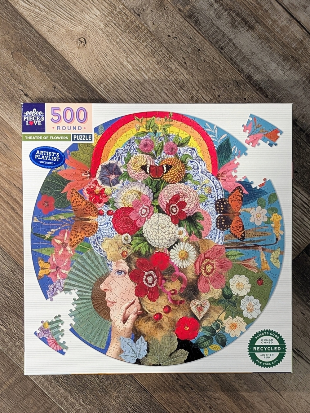 eeBoo "Theatre of Flowers" 500-Piece Round Puzzle